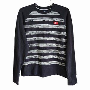 Y2K Nike Sweatshirt | Men’s M | Black White Stripe Crewneck | Vintage Streetwear